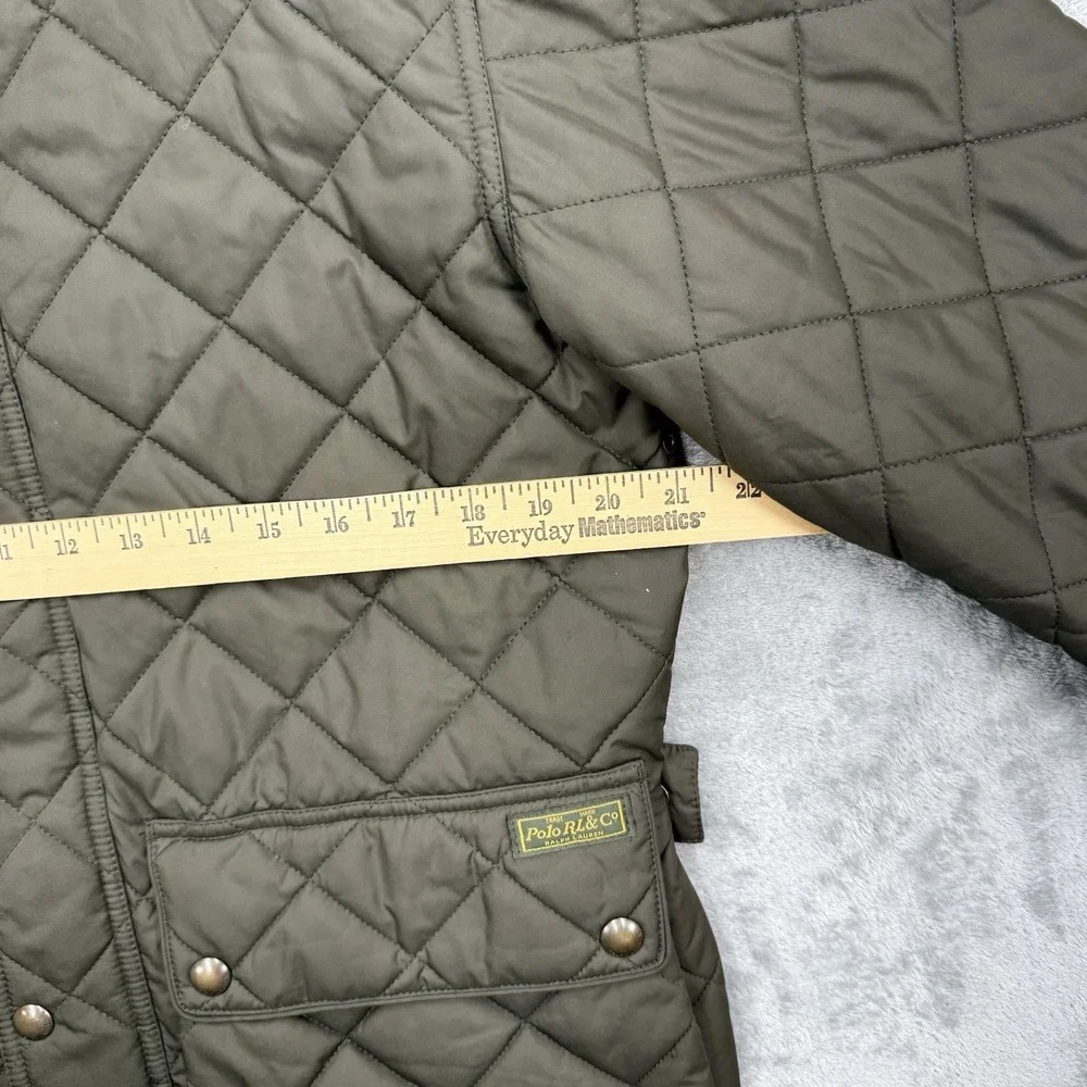 Polo Ralph Lauren Quilted Jacket Olive Green Corduroy Collar Size Medium